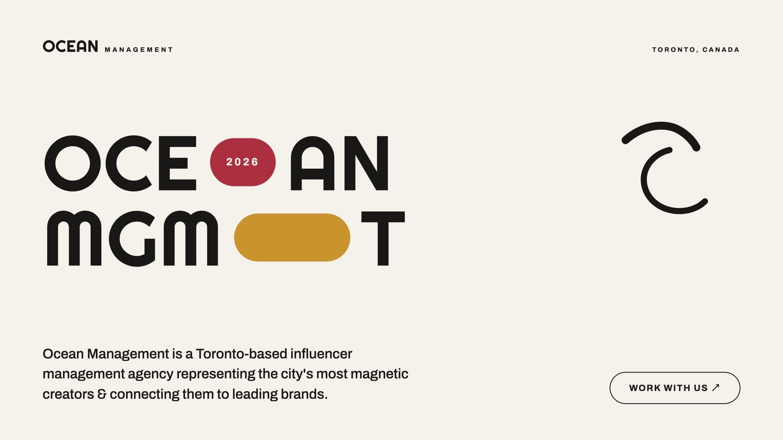 Ocean Management deck cover — geometric wordmark with coloured pills set into its counters